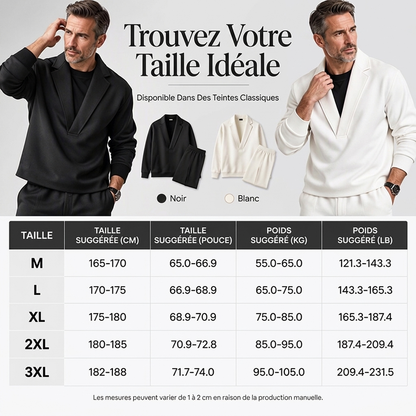 Ensemble survêtement à col tailleur et pantalon en sergé pour homme