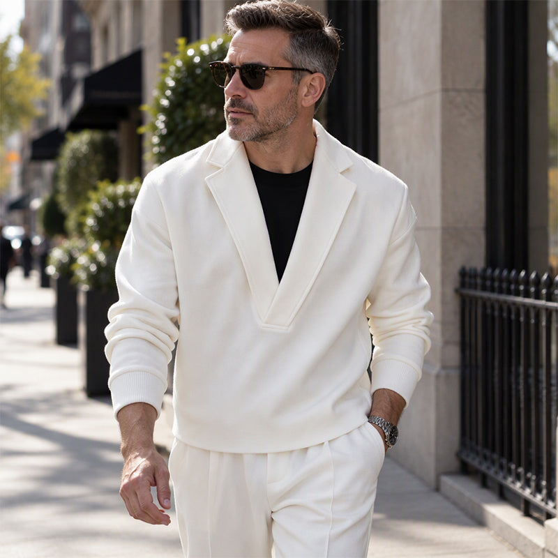 Ensemble survêtement à col tailleur et pantalon en sergé pour homme