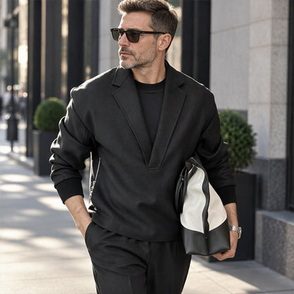 Ensemble survêtement à col tailleur et pantalon en sergé pour homme