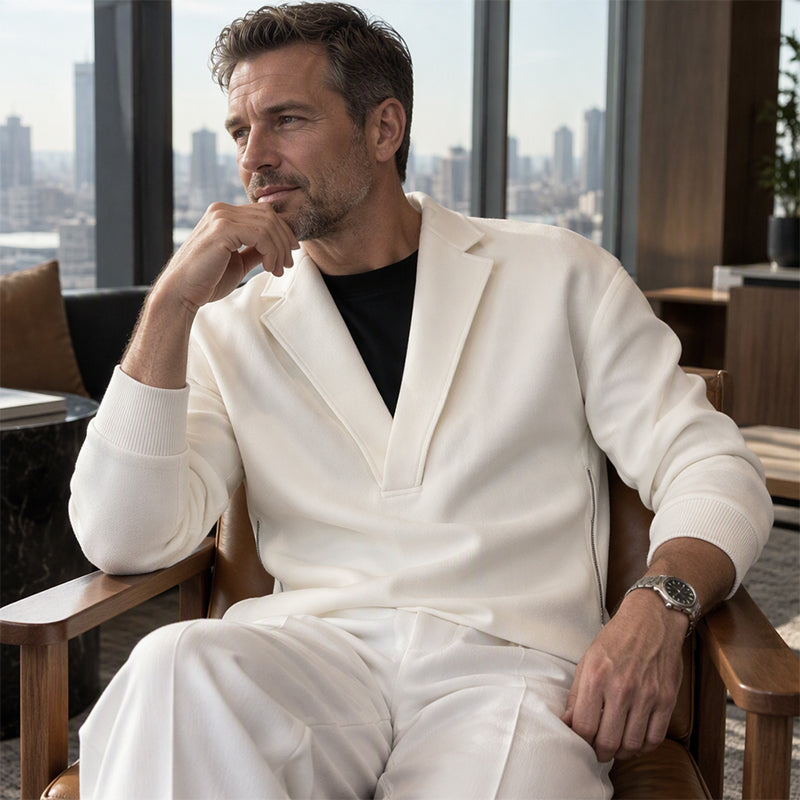 Ensemble survêtement à col tailleur et pantalon en sergé pour homme