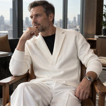 Ensemble survêtement à col tailleur et pantalon en sergé pour homme