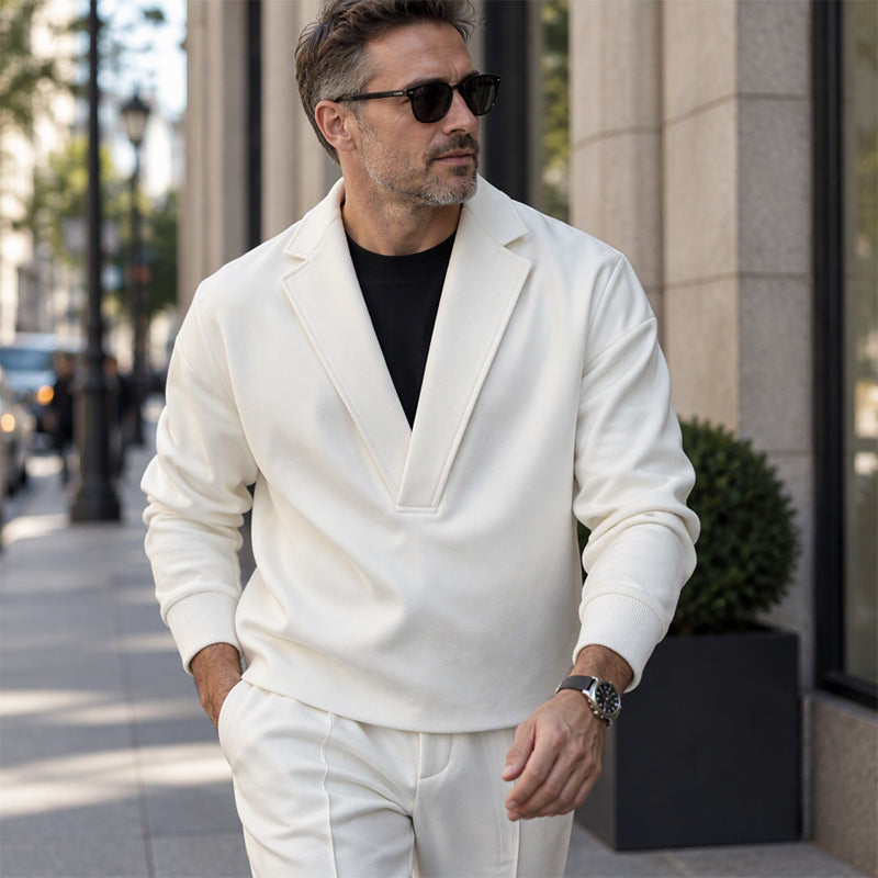 Ensemble survêtement à col tailleur et pantalon en sergé pour homme