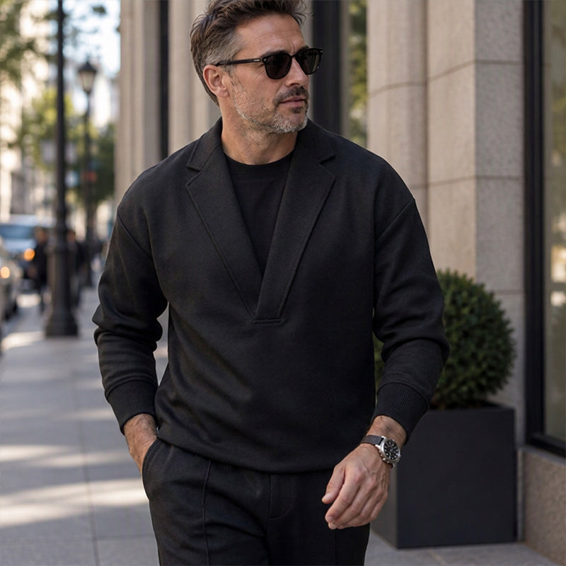 Ensemble survêtement à col tailleur et pantalon en sergé pour homme