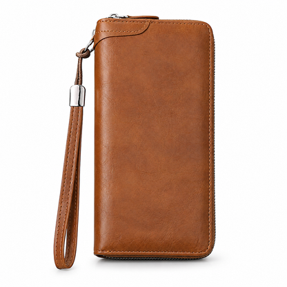 Portefeuille long à fermeture éclair pour homme, grande capacité, étui pour cartes multifonctionnel, pochette
