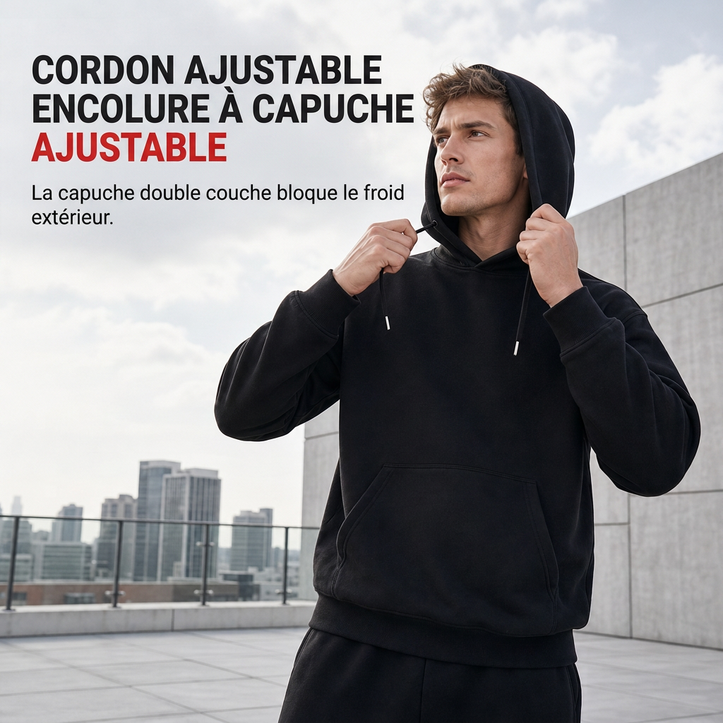 Ensemble de survêtement à capuche et pantalon long à imprimé lettres pour hommes, coupe ample