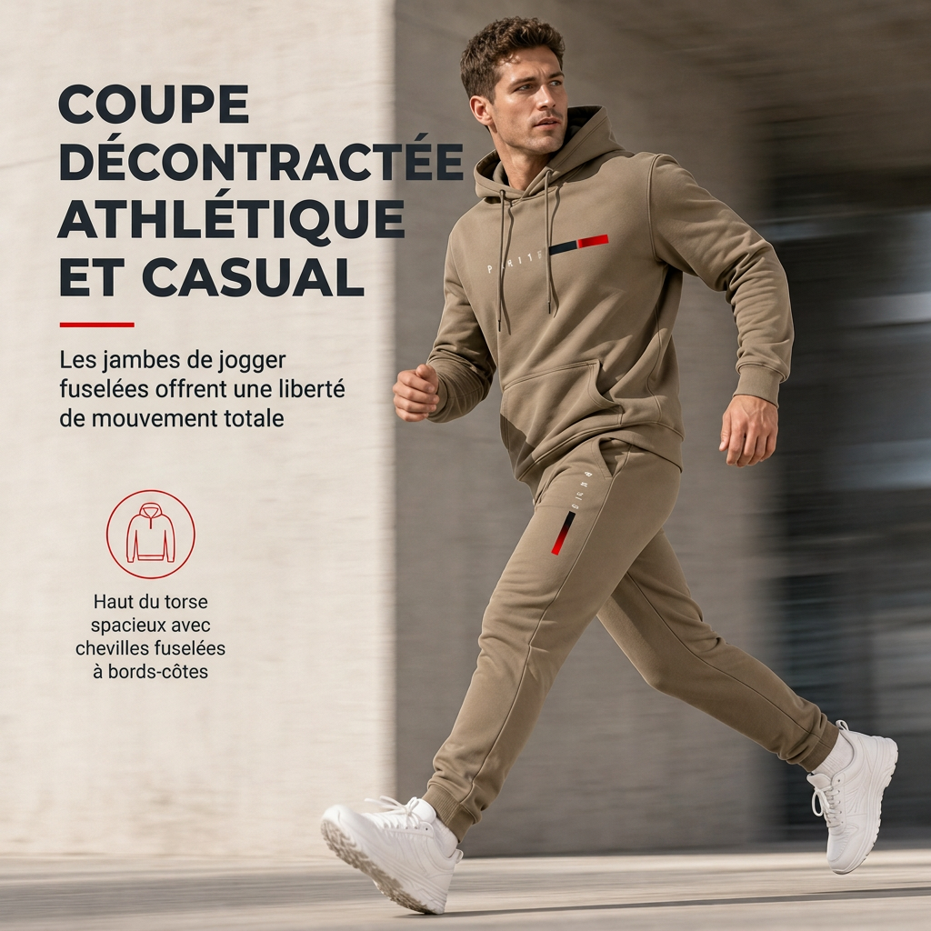 Ensemble de survêtement à capuche et pantalon long à imprimé lettres pour hommes, coupe ample