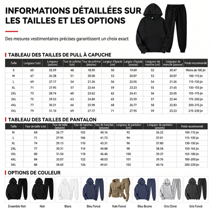 Ensemble de survêtement à capuche et pantalon long à imprimé lettres pour hommes, coupe ample