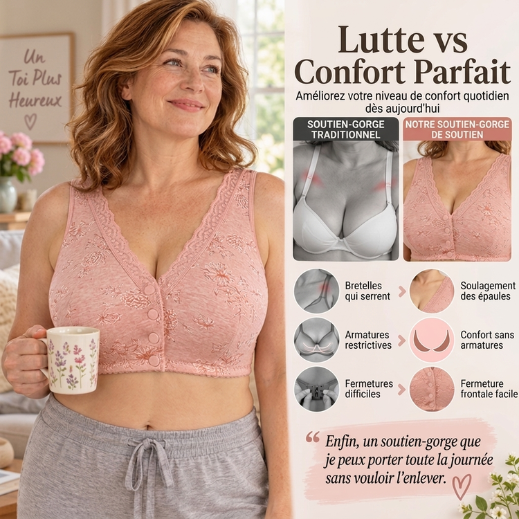 🔥 -50% ! Soutien-gorge sans fil grande taille pour femme, à motifs floraux et boutons devant