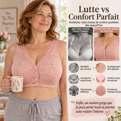 🔥 -50% ! Soutien-gorge sans fil grande taille pour femme, à motifs floraux et boutons devant