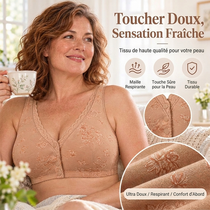 🔥 -50% ! Soutien-gorge sans fil grande taille pour femme, à motifs floraux et boutons devant