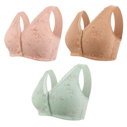 🔥 -50% ! Soutien-gorge sans fil grande taille pour femme, à motifs floraux et boutons devant