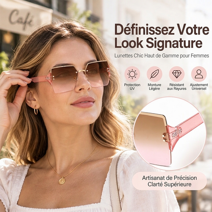 Lunettes de soleil carrées sans monture pour femme