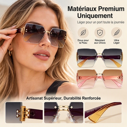 Lunettes de soleil carrées sans monture pour femme