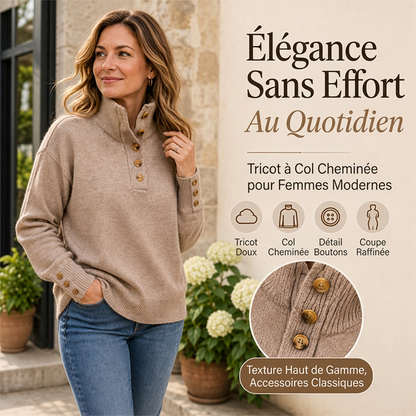 💖Soldes ! Prix cassés💖Pull en maille à col montant décontracté pour femme