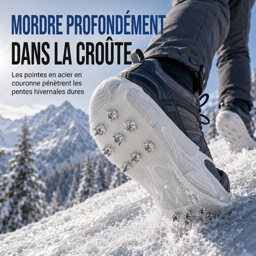 Coques à pointes antidérapantes, crampons pour la marche sur neige et l'alpinisme en extérieur