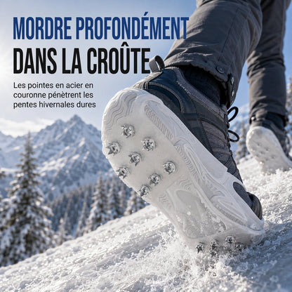 Coques à pointes antidérapantes, crampons pour la marche sur neige et l'alpinisme en extérieur