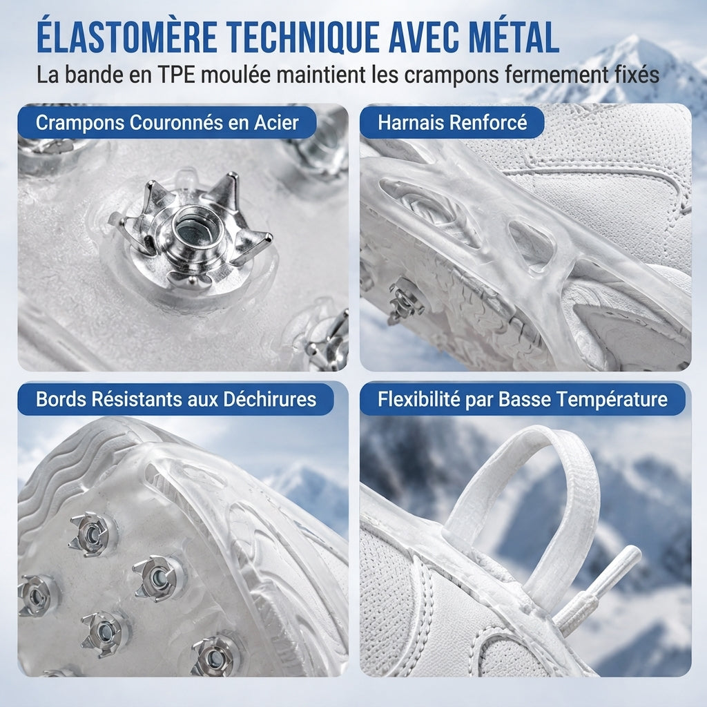Coques à pointes antidérapantes, crampons pour la marche sur neige et l'alpinisme en extérieur