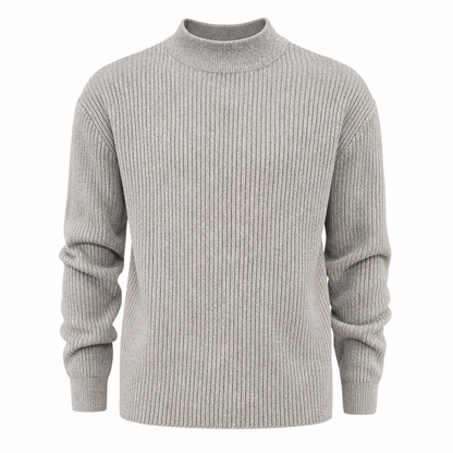 Pull en maille unicolore pour homme à col roulé simulé