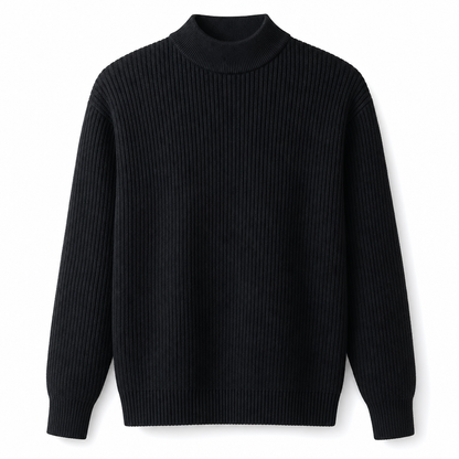 Pull en maille unicolore pour homme à col roulé simulé