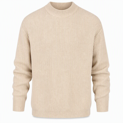 Pull en maille unicolore pour homme à col roulé simulé