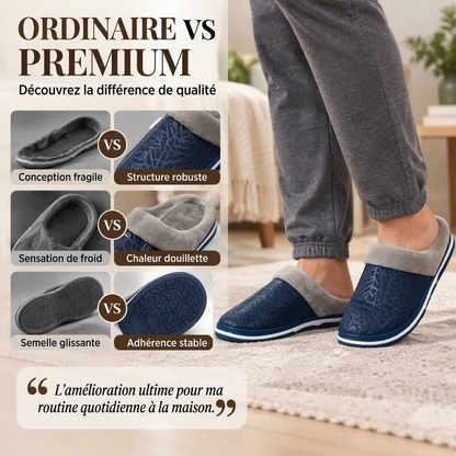 Chaussons d'hiver imperméables pour homme avec doublure en peluche