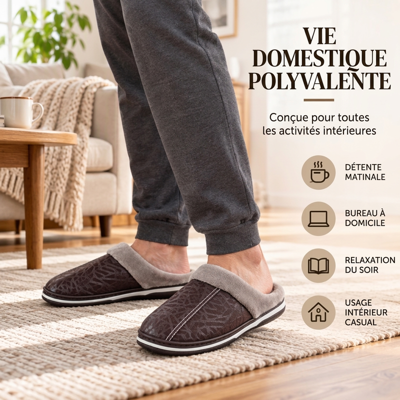 Chaussons d'hiver imperméables pour homme avec doublure en peluche