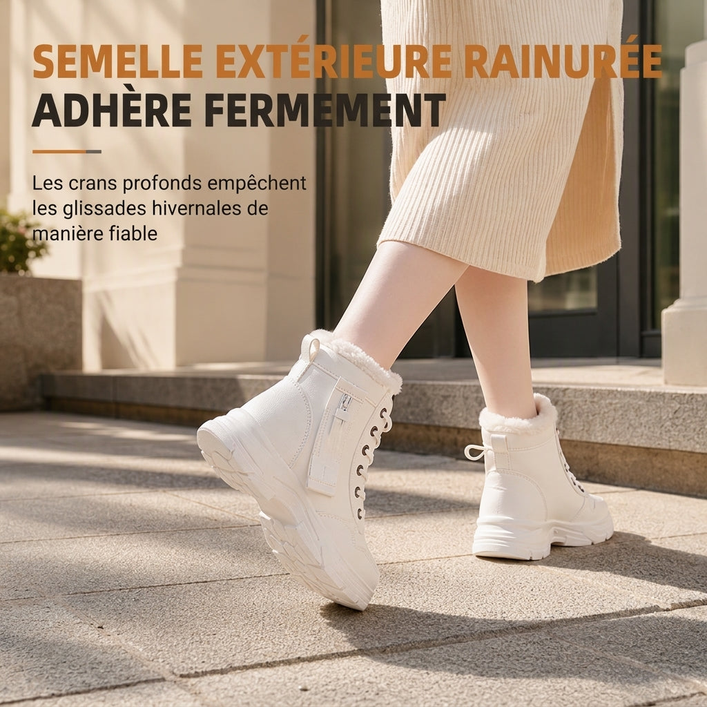 Bottes de neige d'hiver pour femmes, doublure en peluche chaude, bottes cheville à semelle épaisse