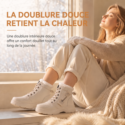 Bottes de neige d'hiver pour femmes, doublure en peluche chaude, bottes cheville à semelle épaisse