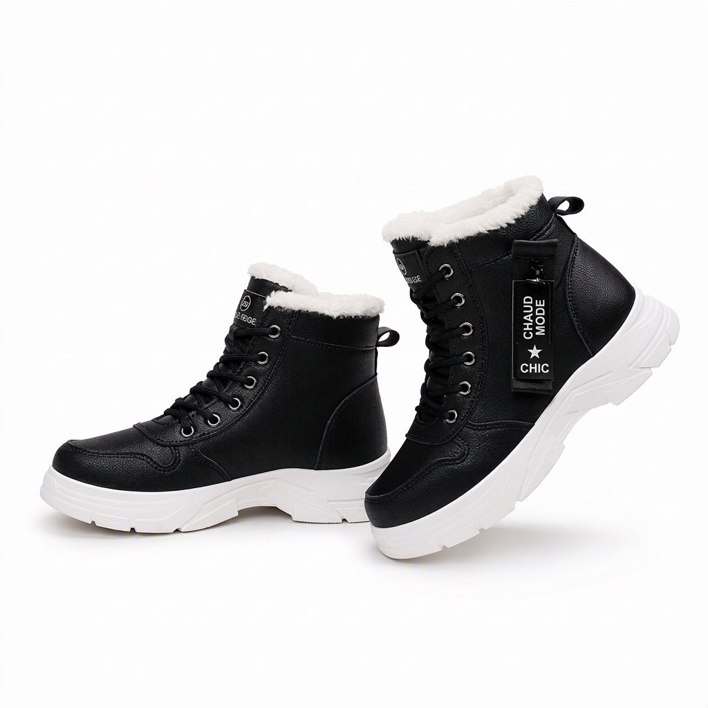 Bottes de neige d'hiver pour femmes, doublure en peluche chaude, bottes cheville à semelle épaisse