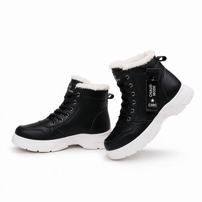 Bottes de neige d'hiver pour femmes, doublure en peluche chaude, bottes cheville à semelle épaisse