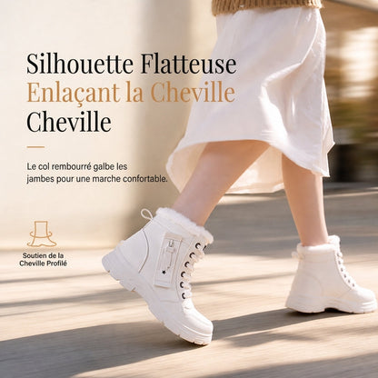 Bottes de neige d'hiver pour femmes, doublure en peluche chaude, bottes cheville à semelle épaisse