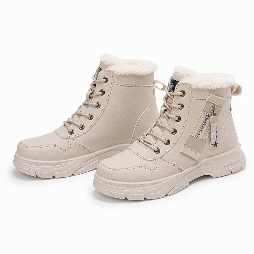 Bottes de neige d'hiver pour femmes, doublure en peluche chaude, bottes cheville à semelle épaisse