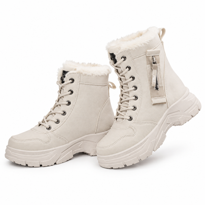 Bottes de neige d'hiver pour femmes, doublure en peluche chaude, bottes cheville à semelle épaisse