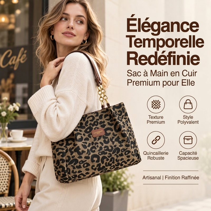 🎁Nouveautés 2026💥Dernier jour de soldes -50 %💥Grand cabas à imprimé léopard