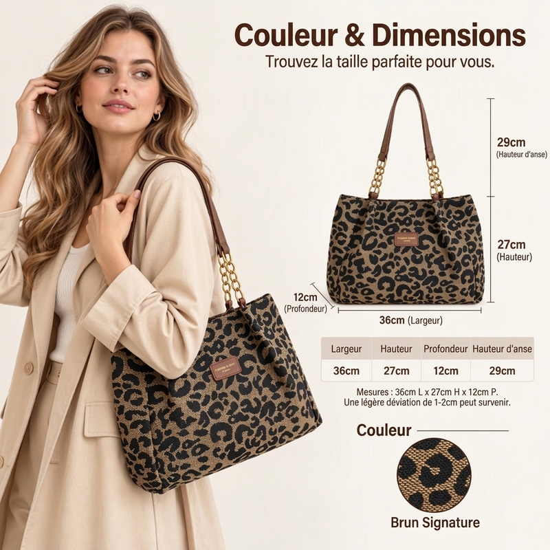 🎁Nouveautés 2026💥Dernier jour de soldes -50 %💥Grand cabas à imprimé léopard