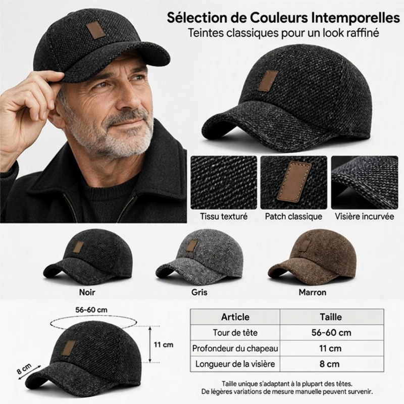 Casquette de baseball chaude pour homme avec protège-oreilles