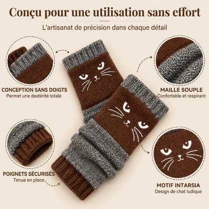 Gants tricotés demi-doigts chauds d'hiver