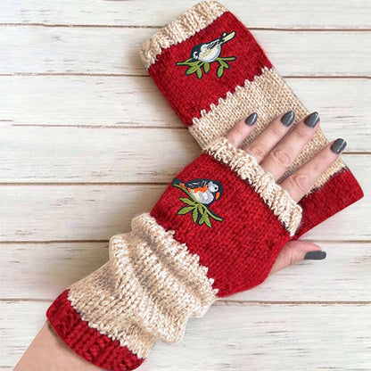 Gants tricotés demi-doigts chauds d'hiver
