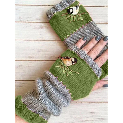 Gants tricotés demi-doigts chauds d'hiver