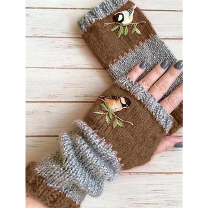 Gants tricotés demi-doigts chauds d'hiver