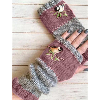 Gants tricotés demi-doigts chauds d'hiver