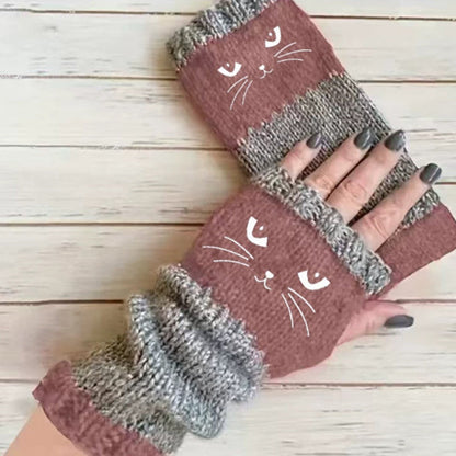 Gants tricotés demi-doigts chauds d'hiver