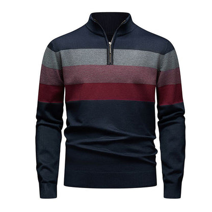 ✨ Pull homme rayé demi-zip, coupe ajustée et esprit décontracté : facile à porter au quotidien 🧶