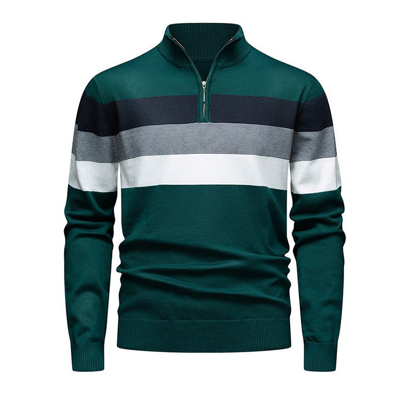 ✨ Pull homme rayé demi-zip, coupe ajustée et esprit décontracté : facile à porter au quotidien 🧶