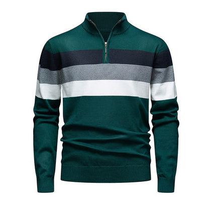 ✨ Pull homme rayé demi-zip, coupe ajustée et esprit décontracté : facile à porter au quotidien 🧶