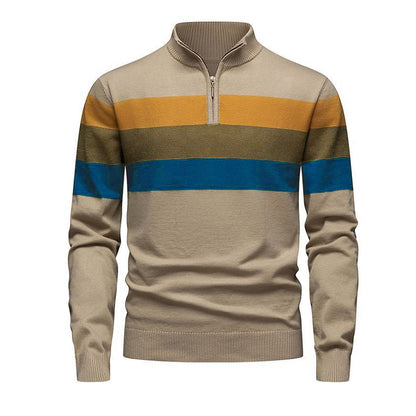 ✨ Pull homme rayé demi-zip, coupe ajustée et esprit décontracté : facile à porter au quotidien 🧶
