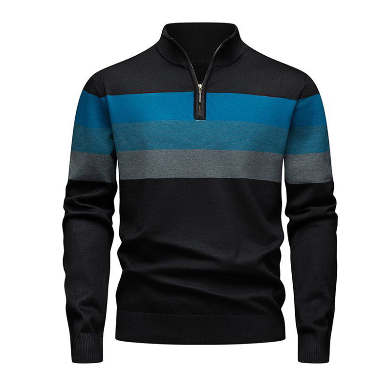 ✨ Pull homme rayé demi-zip, coupe ajustée et esprit décontracté : facile à porter au quotidien 🧶