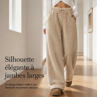 ✨ Ce pantalon de détente pour femme joue la carte large et confortable, avec taille haute et cordon de serrage — chaud pour la maison 🧶