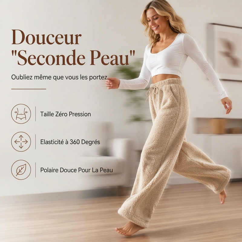✨ Ce pantalon de détente pour femme joue la carte large et confortable, avec taille haute et cordon de serrage — chaud pour la maison 🧶
