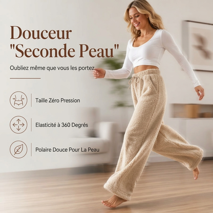 ✨ Ce pantalon de détente pour femme joue la carte large et confortable, avec taille haute et cordon de serrage — chaud pour la maison 🧶